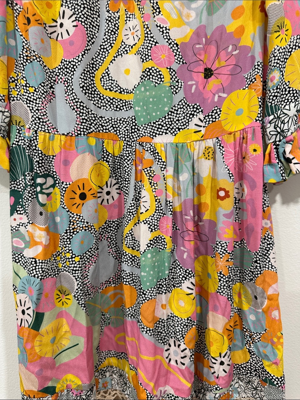 CeliaB Multicolor Floral Crochet-Trim Midi Dress with Ruffle Accents - Picture 5 of 14